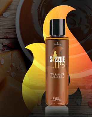 Пробник съедобного согревающего массажного геля Sensuva Sizzle Lips Salted Caramel, солёная карамель (6 мл) картинка
