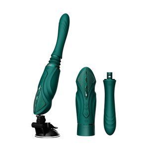 Компактна смарт секс-машина з пультом ДК Zalo Sesh Turquoise Green + 2 насадки (діаметр 3,8 см) зображення