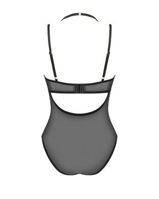 Прозрачное боди с двойными бретелями Obsessive Selinne teddy Black, размер XS/S картинка