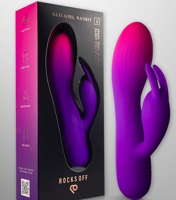Вибратор-кролик Rocks Off Glo Girl Rabbit, на батарейках (диаметр 3,9 см) картинка