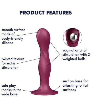 Дилдо на присосці з рухомими кульками Satisfyer Double Ball-R Red (діаметр 3,8 см) зображення