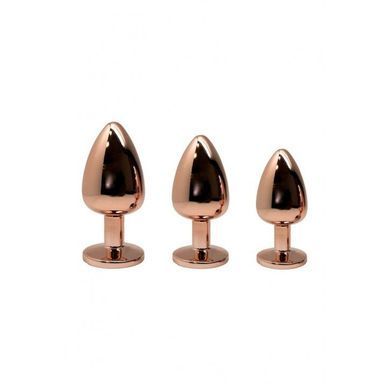 Металева анальна пробка Wooomy Tralalo Rose Gold Metal Plug Magenta, розмір M (діаметр 3,4 см) зображення