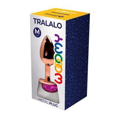 Металева анальна пробка Wooomy Tralalo Rose Gold Metal Plug Magenta, розмір M (діаметр 3,4 см) зображення