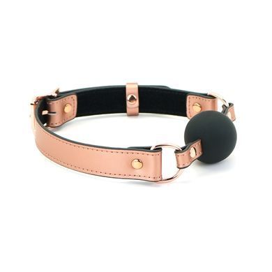 Шкіряний кляп з силіконовою кулькою Liebe Seele Rose Gold Memory Ball Gag зображення