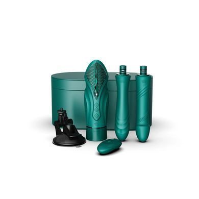 Компактна смарт секс-машина з пультом ДК Zalo Sesh Turquoise Green + 2 насадки (діаметр 3,8 см) зображення