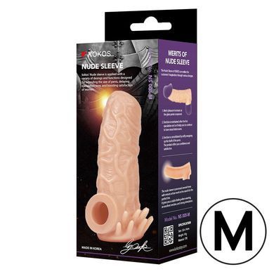 Насадка на член з отвором для мошонки Kokos Nude Sleeve NS 005, розмір M зображення