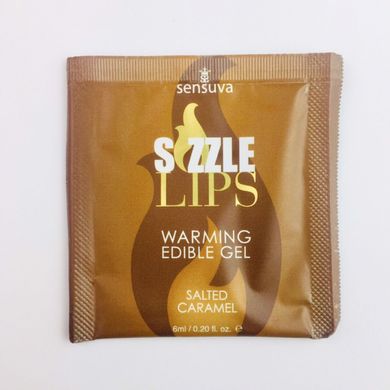 Пробник їстівного зігріваючого масажного гелю Sensuva Sizzle Lips Salted Caramel, солона карамель (6 мл) зображення