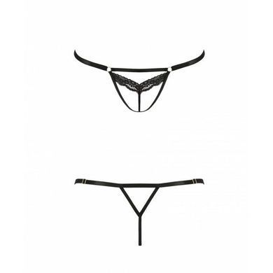 Откровенные трусики-стрепы с кружевом Passion Exclusive SOLON THONG black, размер XXL/XXXL картинка