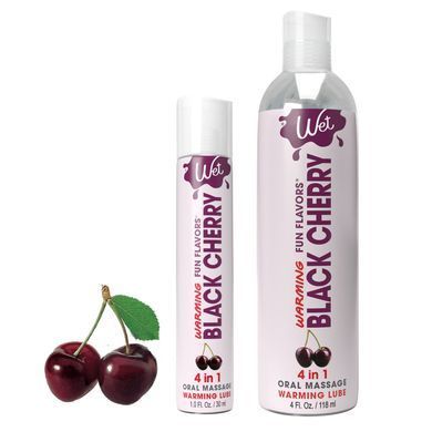 Зігріваючий лубрикант на водній основі без цукру Wet Warming 4in1 Black Cherry, черешня (118 мл) зображення