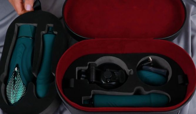 Компактна смарт секс-машина з пультом ДК Zalo Sesh Turquoise Green + 2 насадки (діаметр 3,8 см) зображення
