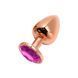 Металева анальна пробка Wooomy Tralalo Rose Gold Metal Plug Magenta, розмір M (діаметр 3,4 см) картинка 1