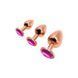 Металева анальна пробка Wooomy Tralalo Rose Gold Metal Plug Magenta, розмір M (діаметр 3,4 см) картинка 4
