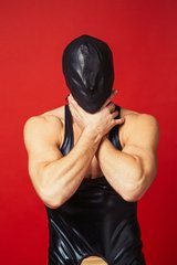 Закрытая кожаная маска со шнуровкой D&A Deprivation mask Leather картинка