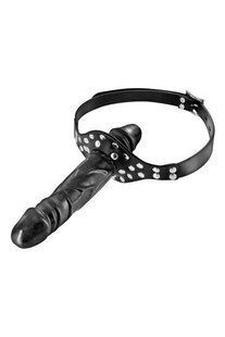 Кляп з подвійним фалоімітатором Fetish Tentation Double Penis Gag Black (діаметр 3 см) зображення