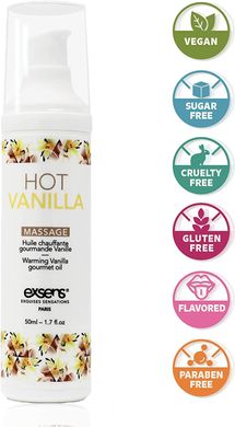 Масажне масло їстівне розігріваюче EXSENS Massage oil Hot Vanilla Ваніль (50 мл) зображення