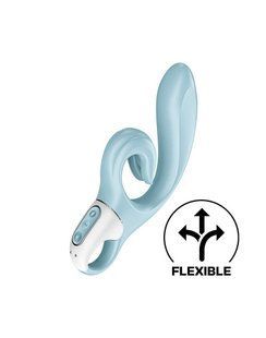 Вібратор-кролик з потрійним відростком Satisfyer Love Me Blue (діаметр 3,8 см) зображення