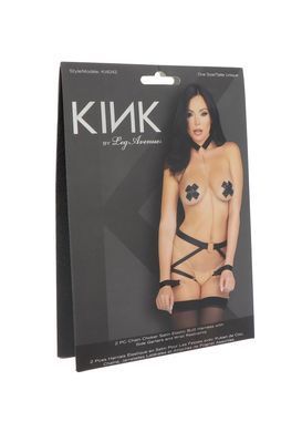 Комплект ремней для бондажа с чокером Leg Avenue Harness & wrist restraints Black O/S картинка