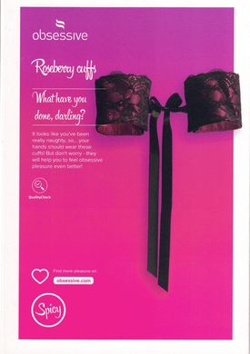 Изящные наручники с кружевом на липучках Obsessive Roseberry cuffs картинка