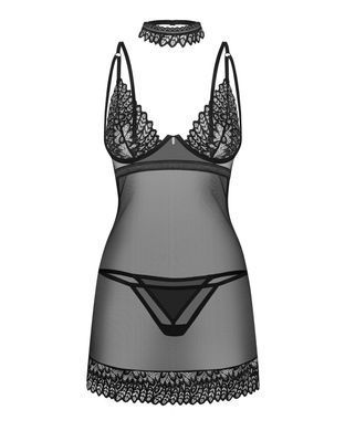 Прозрачная рубашка и трусики Obsessive Donarella chemise & thong, размер XS/S картинка