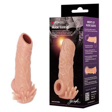 Насадка на член з отвором для мошонки Kokos Nude Sleeve NS 005, розмір L зображення