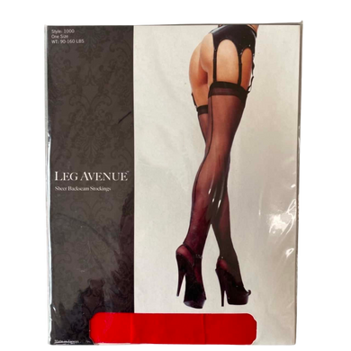Панчохи під пояс зі швом ззаду Leg Avenue Sheer backseam stockings + PLUS SI Black зображення