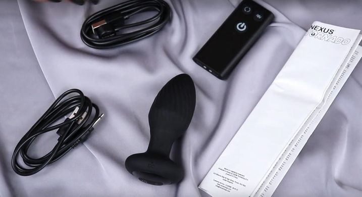 Анальная пробка с вибрацией-ротацией и пультом ДУ Nexus TORNADO Remote Control Rotating Butt Plug Black Small (диаметр 3,35 см) картинка