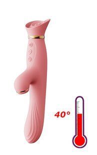 Вибратор-кролик с подогревом и вакуумной стимуляцией Zalo ROSE Vibrator Strawberry Pink (диаметр 3,7 см) картинка
