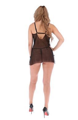 Прозора сорочка + трусики з доступом Passion ECO DROSERA CHEMISE black, розмір L/XL зображення