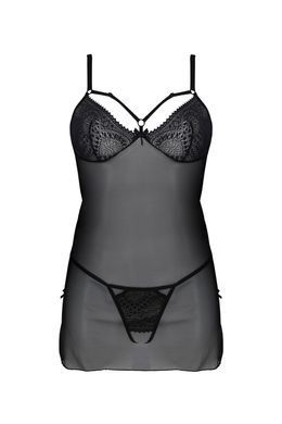 Прозора сорочка + трусики з доступом Passion ECO DROSERA CHEMISE black, розмір L/XL зображення