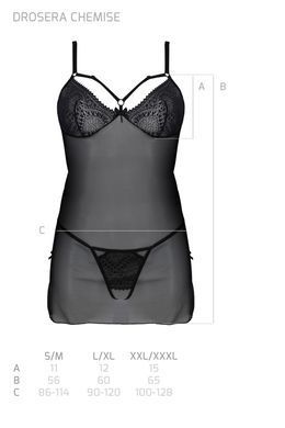 Прозора сорочка + трусики з доступом Passion ECO DROSERA CHEMISE black, розмір L/XL зображення