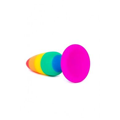 Силиконовая анальная пробка Wooomy Hiperloo Silicone Rainbow Plug, размер L (диаметр 3,9 см) картинка