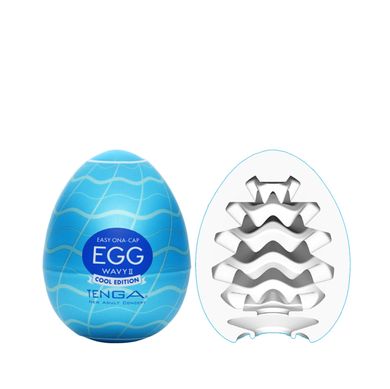 Мастурбатор-яйце з подвійним хвилястим рельєфом Tenga Egg Wavy II Cool (охолодний) зображення