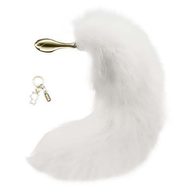 Металева анальна пробка Лисячий хвіст LOCKINK SEVANDA White Fox-Tail Anal Rose-shape Plug зображення