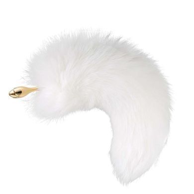 Металева анальна пробка Лисячий хвіст LOCKINK SEVANDA White Fox-Tail Anal Rose-shape Plug зображення