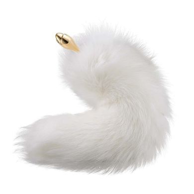 Металева анальна пробка Лисячий хвіст LOCKINK SEVANDA White Fox-Tail Anal Rose-shape Plug зображення