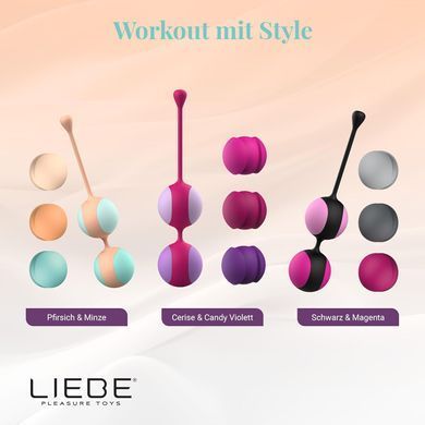 Набор вагинальных шариков Liebe Kewos Peach/Mint (15, 25, 35, 45 и 55 г.) картинка
