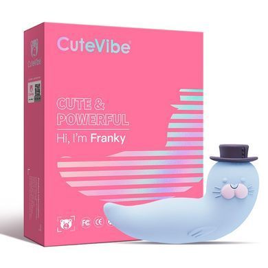 Вакуумний стимулятор і вібратор-тюленчик CuteVibe Franky Blue (діаметр 3 см) зображення