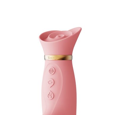 Вибратор-кролик с подогревом и вакуумной стимуляцией Zalo ROSE Vibrator Strawberry Pink (диаметр 3,7 см) картинка