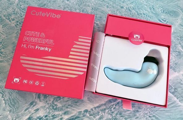 Вакуумний стимулятор і вібратор-тюленчик CuteVibe Franky Blue (діаметр 3 см) зображення