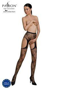 Еротичні колготки з доступом та метеликами Passion ECO S001 black зображення