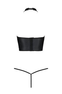 Комплект белья с открытой грудью: корсет и стринги Passion GENEVIA SET WITH OPEN BRA black, размер L/XL картинка