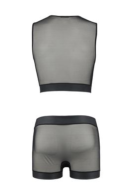 Прозрачный комплект: жилет и шорты Passion 053 SET WILLIAM black, размер S/M картинка