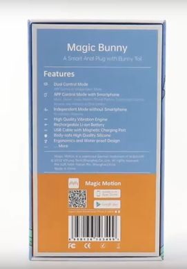 Анальная смарт-пробка со съемным пушистым хвостиком Magic Motion Bunny (диаметр 2,9 см) картинка