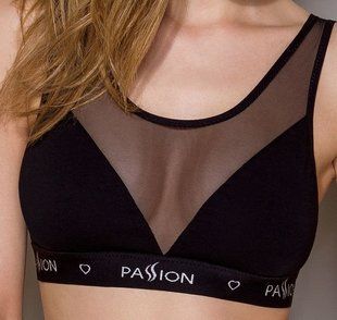 Топ з прозорою вставкою Passion PS002 TOP black, розмір M зображення