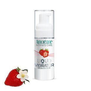 Лубрикант з ефектом вібрації Amoreane Med Liquid Vibrator Strawberry Полуниця (30 мл) зображення