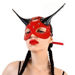 Кожаная маска демона Art of Sex Lucifer Red&Black картинка