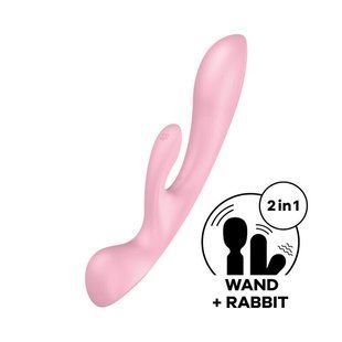 Вібратор-кролик + вібромассажер Satisfyer Triple Oh Pink (ширина 4,5 см) зображення