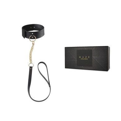 Чокер со съемным поводком Bijoux Indiscrets MAZE - Wide Chocker Black картинка