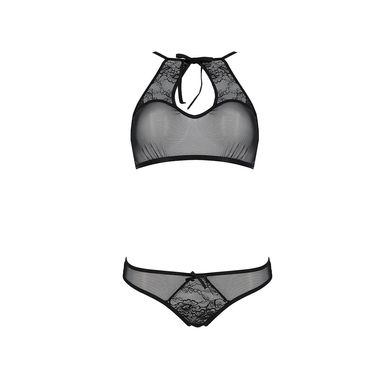 Комплект: бра та трусики з ажурним декором та відкритим кроком Passion Ursula Set black, розмір L/XL зображення