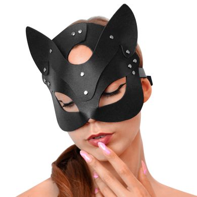 Чорна маска кішечки з натуральної шкіри Art of Sex Cat Mask зображення
